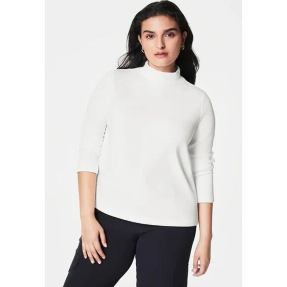 NWT SPANX AirEssentials Mock Neck Pullover Top Powder-sz Large - Picture 1 of 10